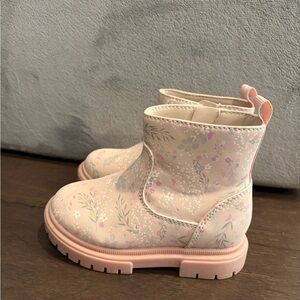Cat & Jack Pink Floral Kids Combat Zip Boots AS IS Cottagecore Girlhoodcore